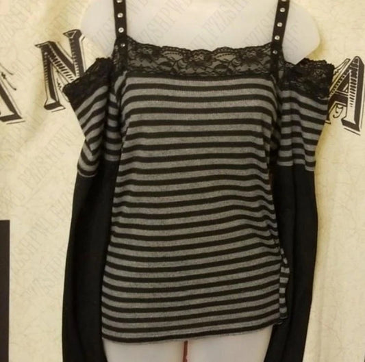 Y2K Woman's Clothing Personality Long Sleeve Hot Girl Tops Fashion Popular Sexy Trappings Stripes Cute Casual Daily Halter Tops