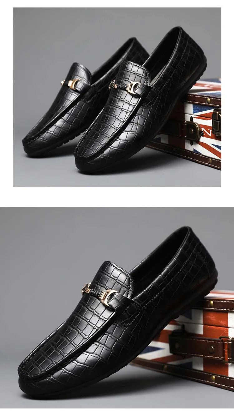 Autumn trend of 2025 men's bean shoes checkerboard casual men's shoes compound Leather men's flat shoes men's driving Size 39-46