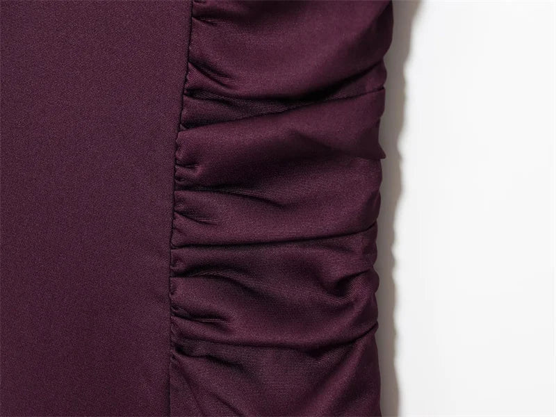 Women's Dress New Fall 2025 Purple Sleeveless Draped Dress Long Dress Elegant Personality Fashion