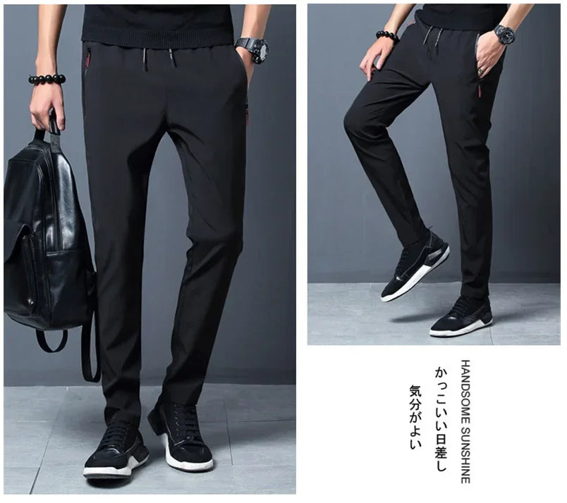 Men's Casual Pants Stretch Slim Fit Elastic Waist Jogger Korean Classic Blue Black Gray Male Brand Trousers Plus Size 4XL 5XL