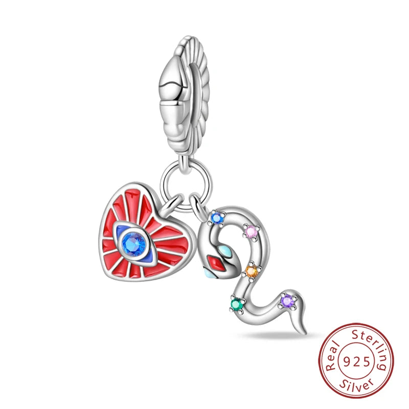 Original 925 Sterling Silver Red Charm Beads Red Wine Chili Dumbbell Pendant For Women Fit DIY Bracelet Birthday Jewelry Gift