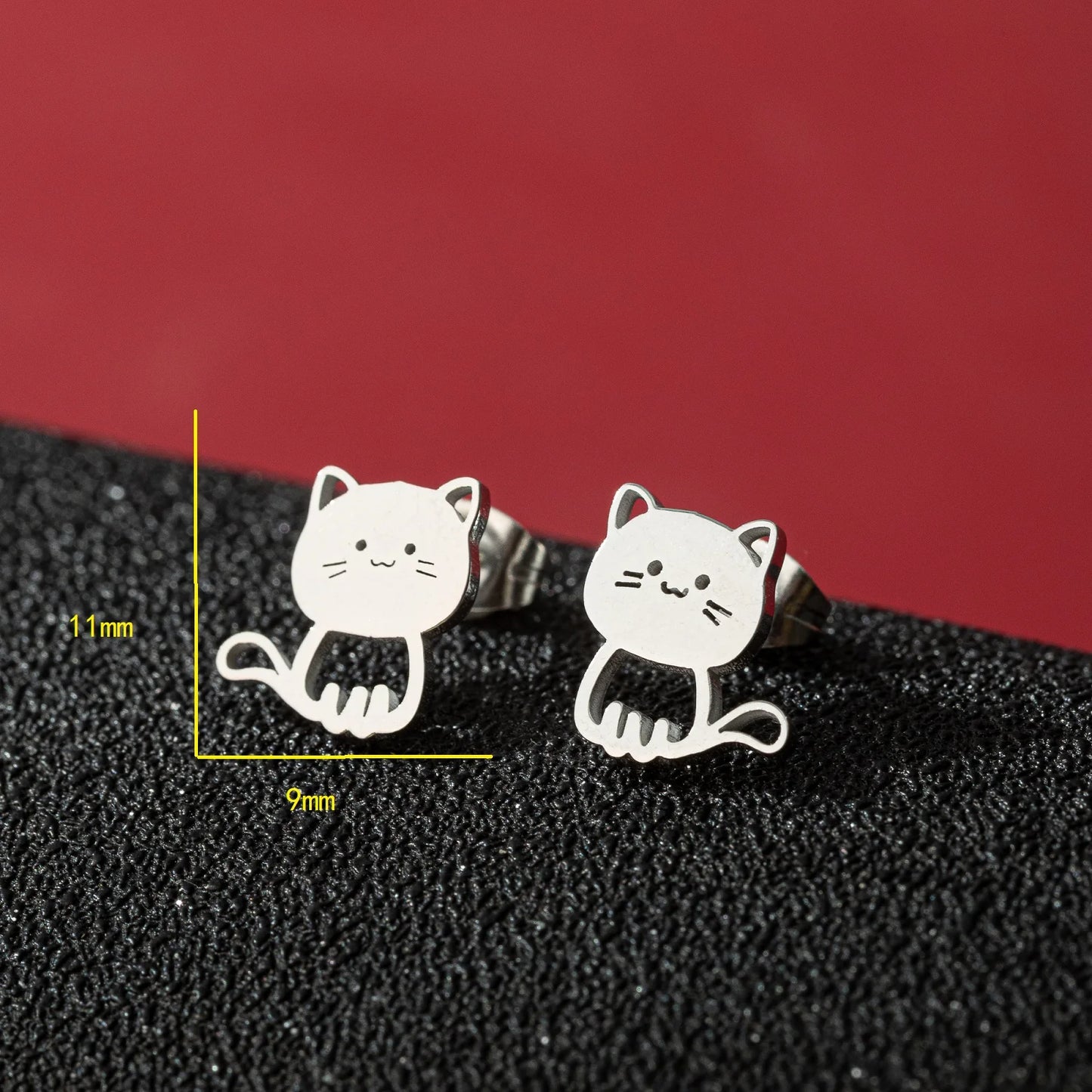 Gothic Halloween Spider Web Asymmetric Earrings For Women Punk Wolf Head Animal Black Color Piercing Ear Surgical Steel Stud
