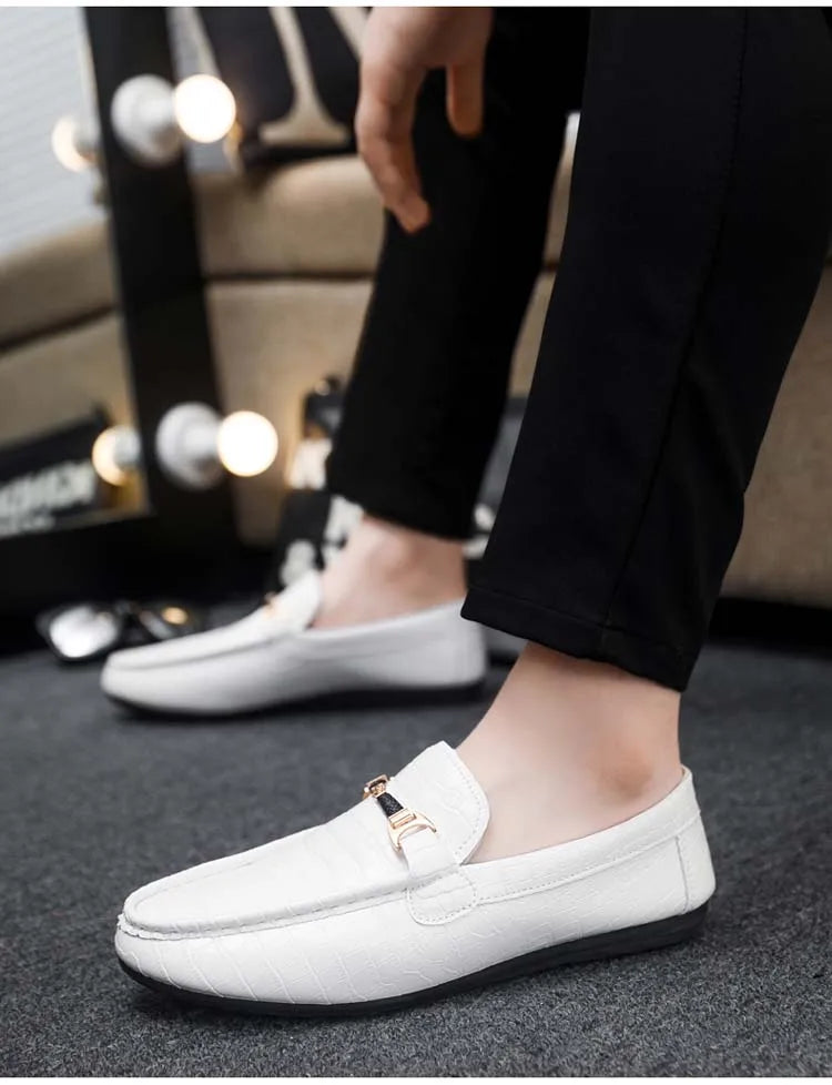 Autumn trend of 2025 men's bean shoes checkerboard casual men's shoes compound Leather men's flat shoes men's driving Size 39-46