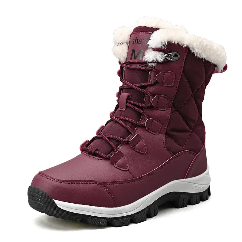 2025 Hot Trend Women's Winter Snow Boots Warm Plush Lined Mid Calf Boots Waterproof Anti Slip Outdoor Snow Women's Hiking Shoes