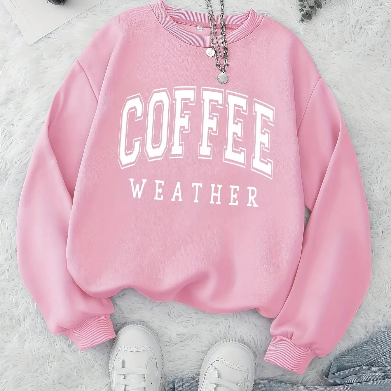Women's autumn and winter loose casual comfortable letter print plus velvet long sleeved round neck hoodie pullover