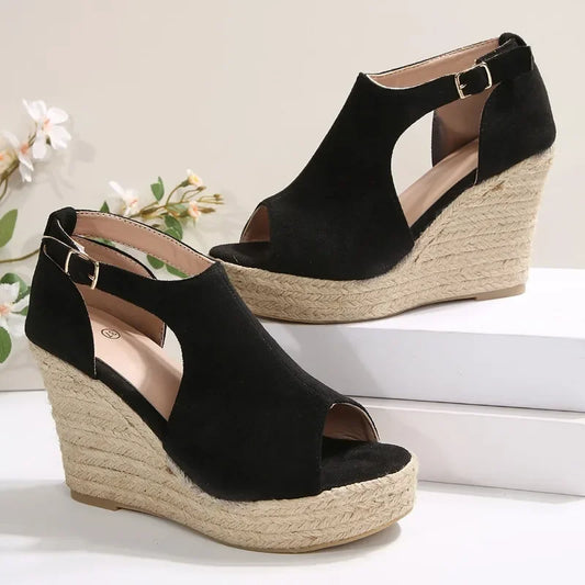 2025 Thick Bottom Slope Heel Sandals for Women Large Fish Mouth Sandals Height Increasing Shoes