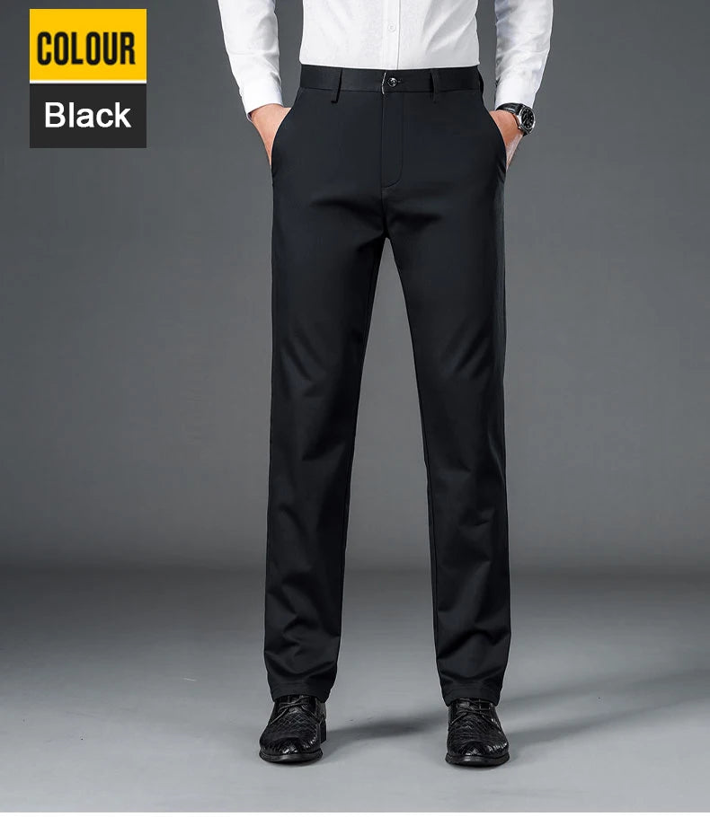 Men's smart casual pants elastic sports men's quick drying pants spring and autumn straight leg office black navy blue work pant