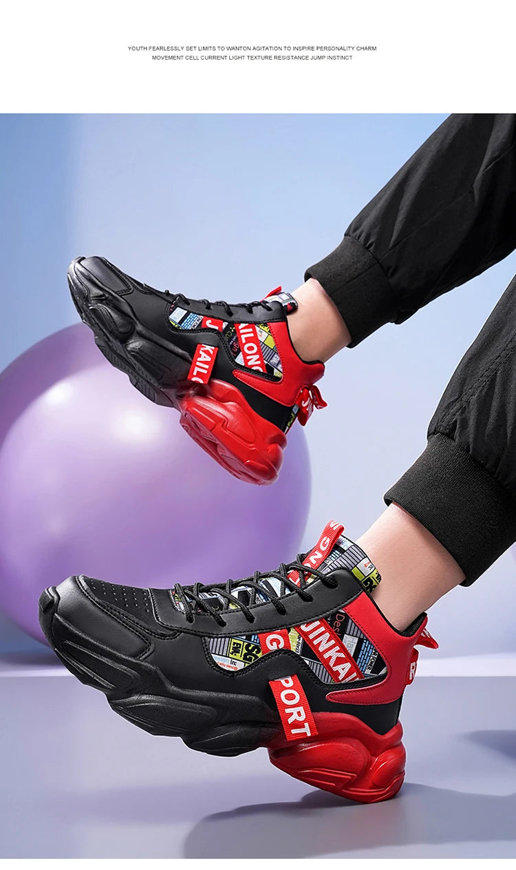 Autumn Winter Fashion Pink High Sneakers for Men Women Breathable Platform Shoes Man Trainers Outdoor Casual Sneakers Men 2025