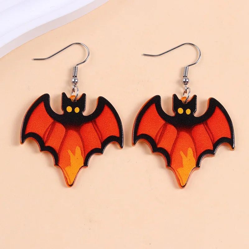 2025 New Colorful Bat Ghost Halloween Earrings For Women Hallowmas Costume Cosplay Cartoon Pumpkins Spider Acrylic Drop Earring