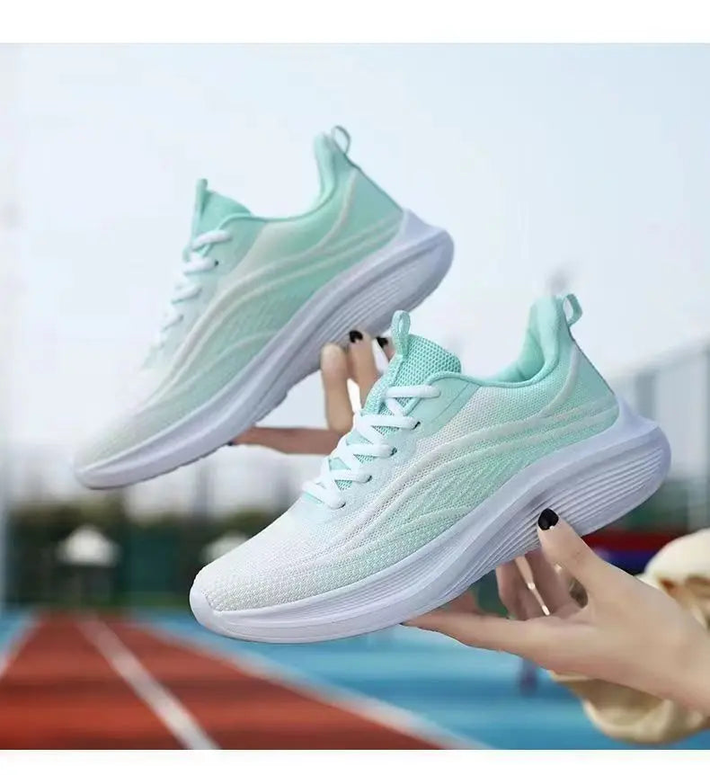 2025 Breathable Lace-up Running Shoes for Women Air Cushion Athletic Sneakers Lightweight Air Mesh Outdoor Sports Training Shoes