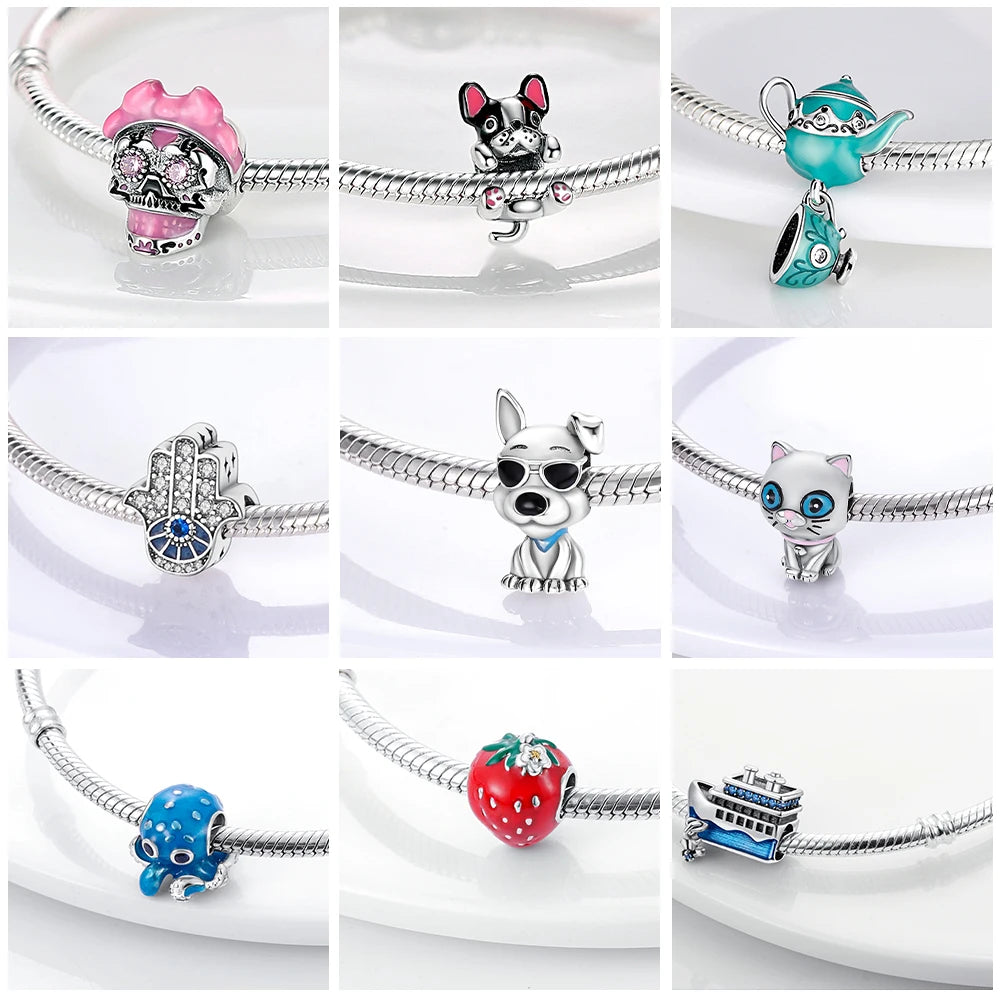 Silver Plated Cute Animals Charms Pendant Lovely Penguin Avocado Dangle Charm Beads Fit Bangle Bracelet Necklace Women Jewelry