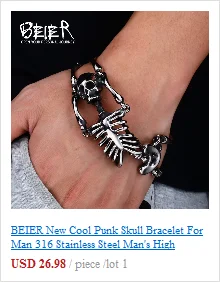 BEIER Wholesale Classic Garden Flower Skull Ring For Man Stainless Steel Man's Punk Style Jewelry BR8-071 US Size Halloween Gift