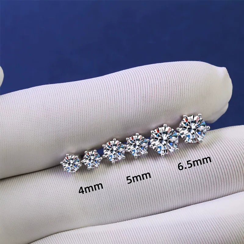 TY D Color Brilliant Round Cut Lab Moissanite Dia Stud Earrings For Women 925 Sterling Silver Plated Wedding Fine Jewelry Gift