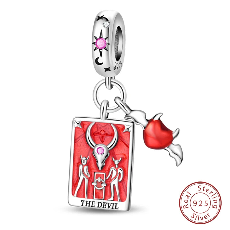 Original 925 Sterling Silver Red Charm Beads Red Wine Chili Dumbbell Pendant For Women Fit DIY Bracelet Birthday Jewelry Gift