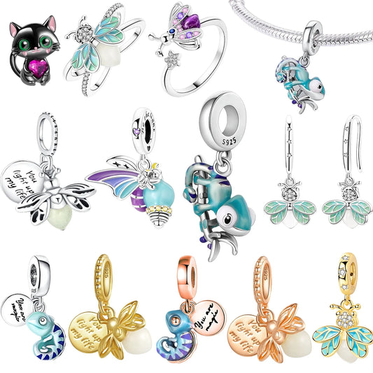 Hot Sale Night Glow Firefly Charm Beads For 3mm 925 Original Bracelet Women 925 Silver Pendant Bead DIY Jewelry Gift