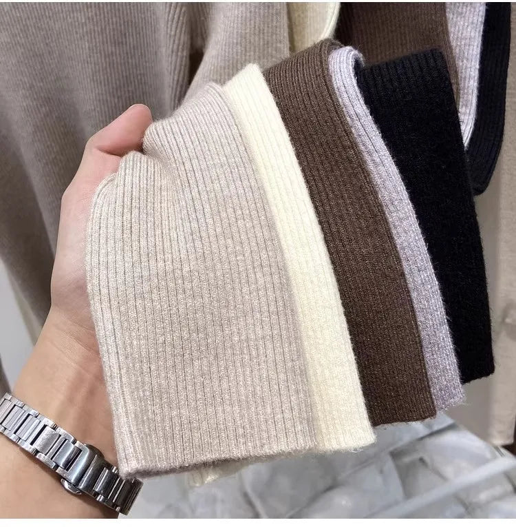 Zjaiss Solid Color O-neck Knitted Pullovers 2025 Women's Autumn Winter New Slim Fit Sweater Soft Warm Simple Base Layer Top