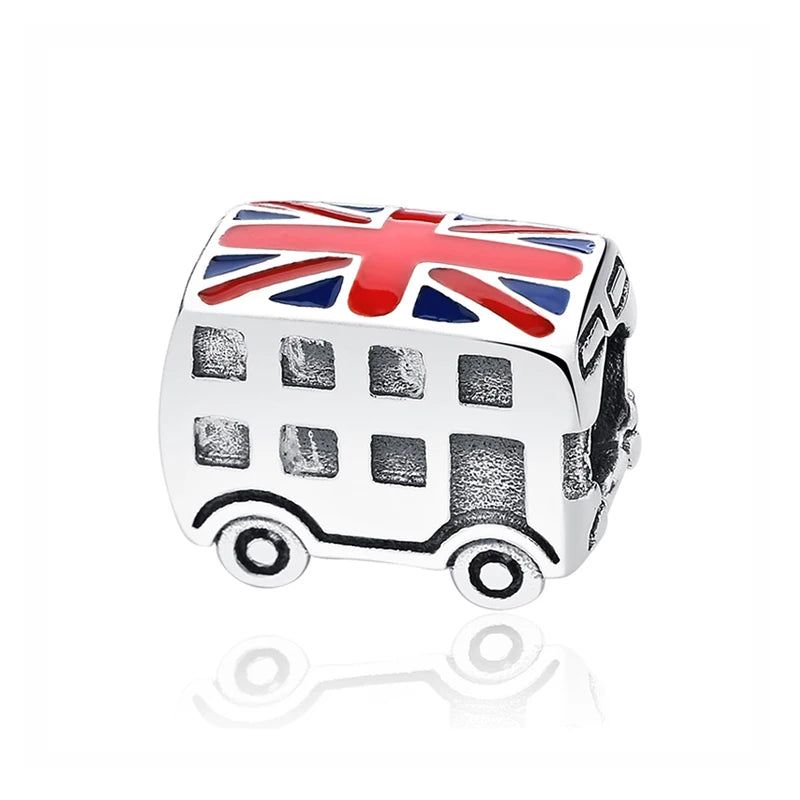 Original 925 Sterling Silver Charms Camera Suitcase London Bus Love Heart Beads Fit Bracelets Necklaces DIY Jewelry Women