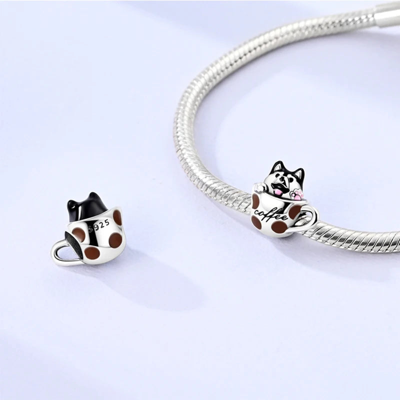 Original 925 Sterling Silver Charms Beads Cute Cat Dog Tiger Koala Animal Charm Pendant For Women Fine DIY Birthday Jewelry Gift