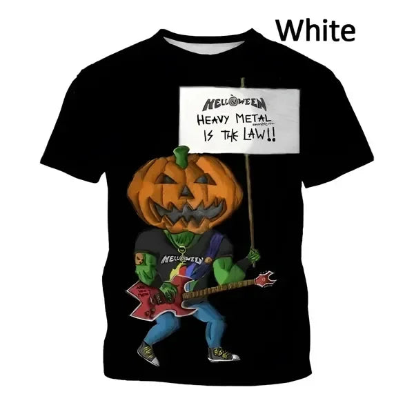 2024 hot selling new heavy metal rock band Halloween 3D printed men's T-shirt casual round neck short sleeved unisex T-shirt top