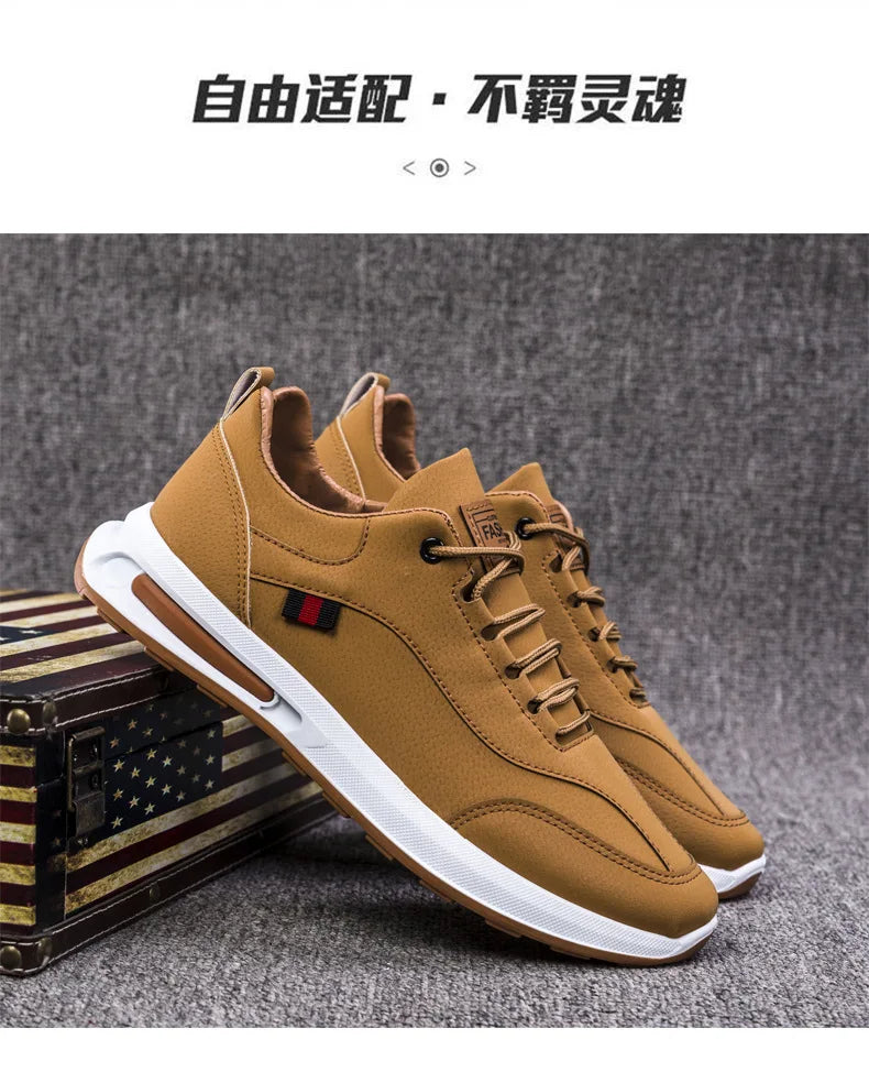 Men's PU Leather Sneakers Business Casual Shoes for Man Outdoor Breathable Sneakers Male Fashion Loafers Walking Footwear Tenis