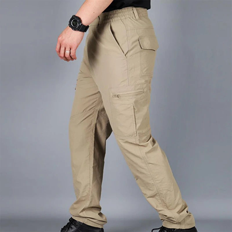 2025 Summer Tactical Pants Mens Quick Dry Thin Trousers Lightweight Casual Waterproof Pants Outdoor Workout Breathable Long Pant