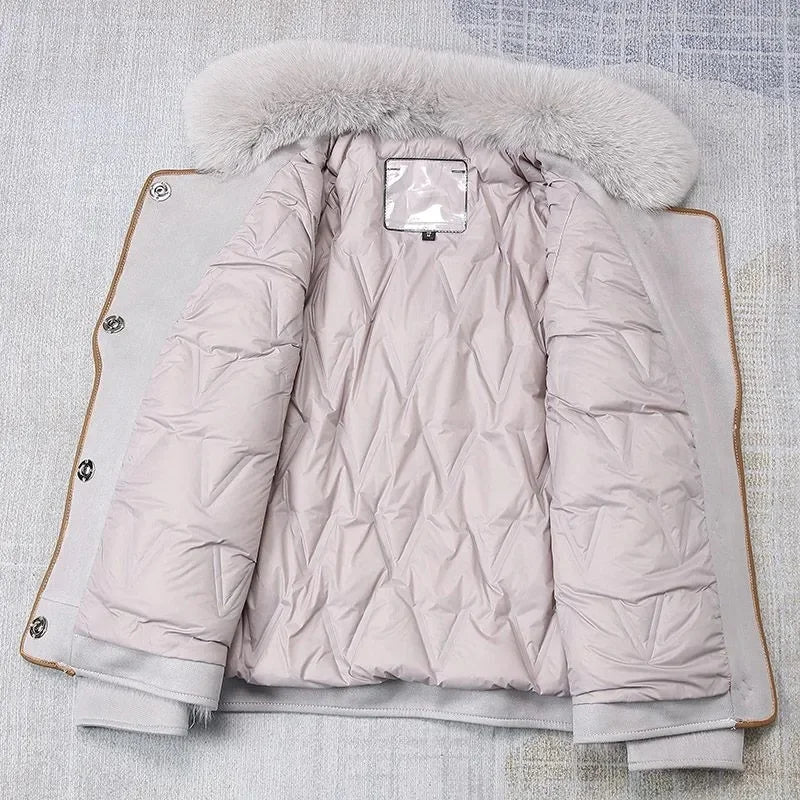 2023 New Autumn Winter with Fur Neighboring Fox Fur Grass Women's Coat Fashion Popular Down Cotton Coat Parker Coat Suede Trend