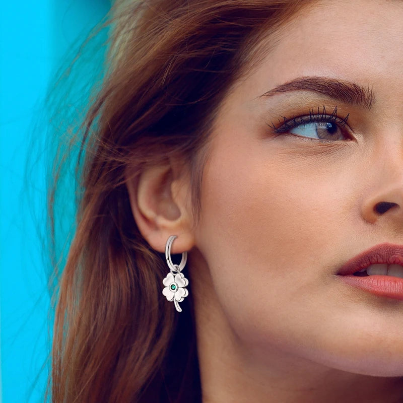 925 Sterling Silver Colored Zirconium Stars Hoop Earrings For Women Jewelry Anniversary WeddingMaking Jewelry Gift