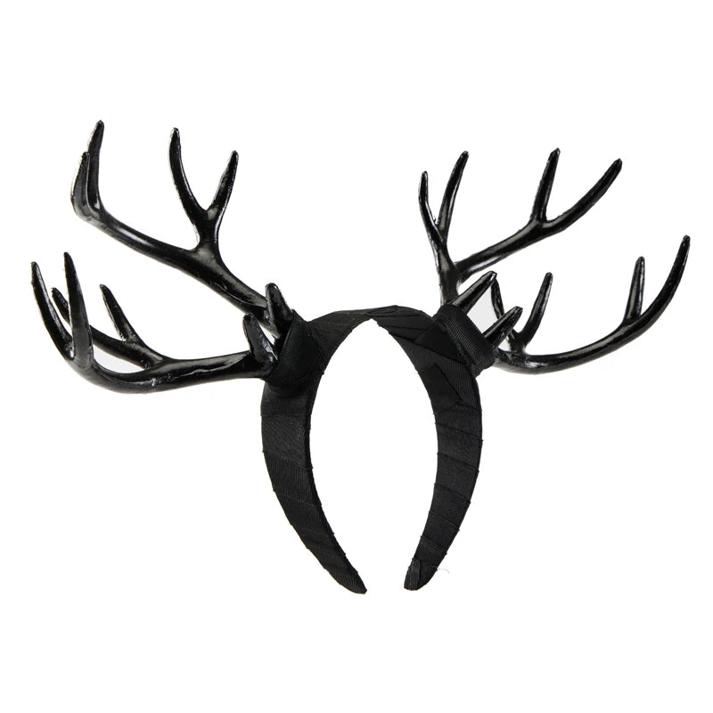 Women’s Antler Headband Vintage Retro Demon Horn Devil Hairband Gothic Lolita Halloween Cosplay Headwear Prop