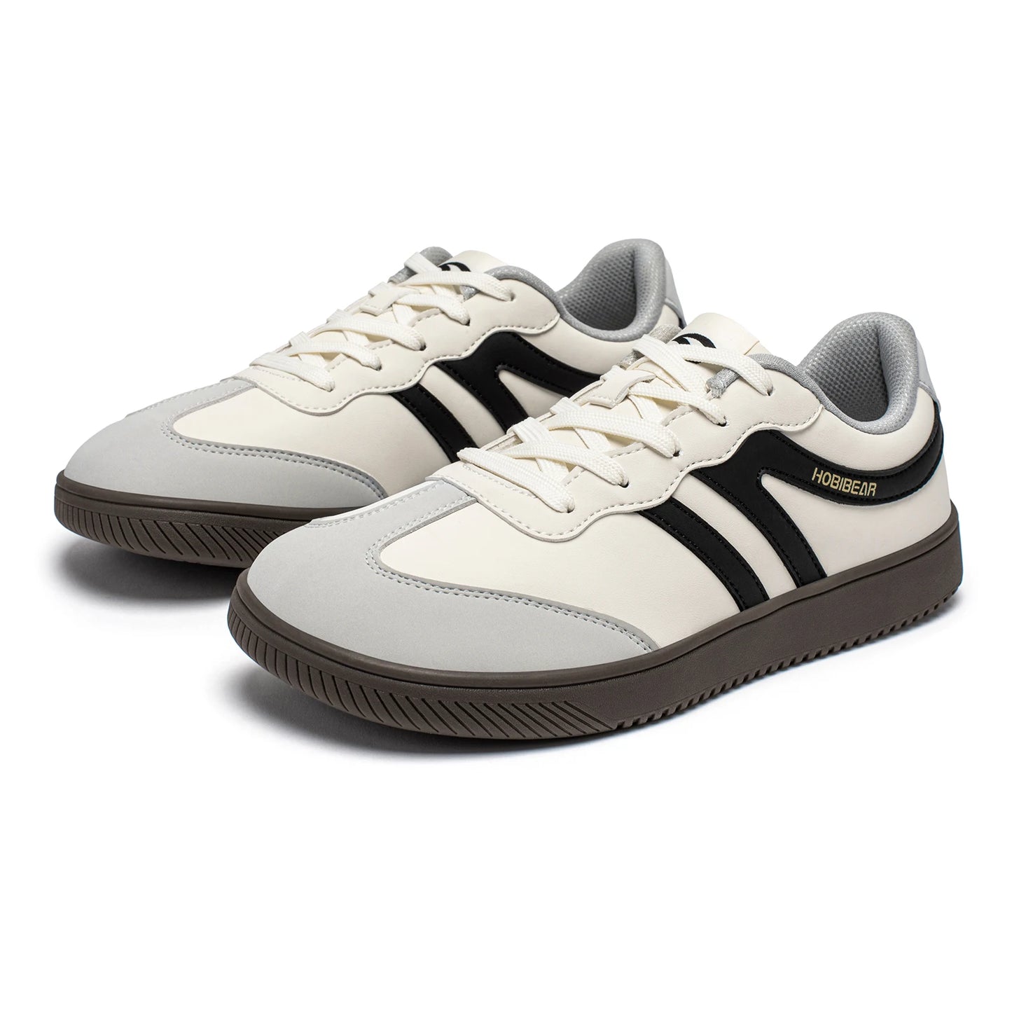 HOBIBEAR Unisex Wide Toe Shoes Artificial Leather Sneakers Casual Lace Up Retro Fashion Shoes for Women Men