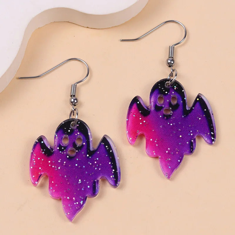 2025 New Colorful Bat Ghost Halloween Earrings For Women Hallowmas Costume Cosplay Cartoon Pumpkins Spider Acrylic Drop Earring