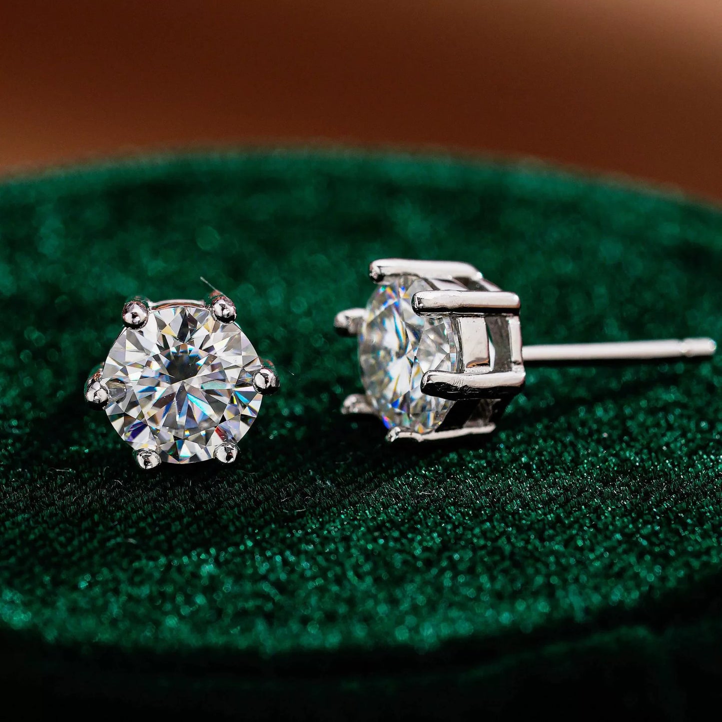 TY D Color Brilliant Round Cut Lab Moissanite Dia Stud Earrings For Women 925 Sterling Silver Plated Wedding Fine Jewelry Gift