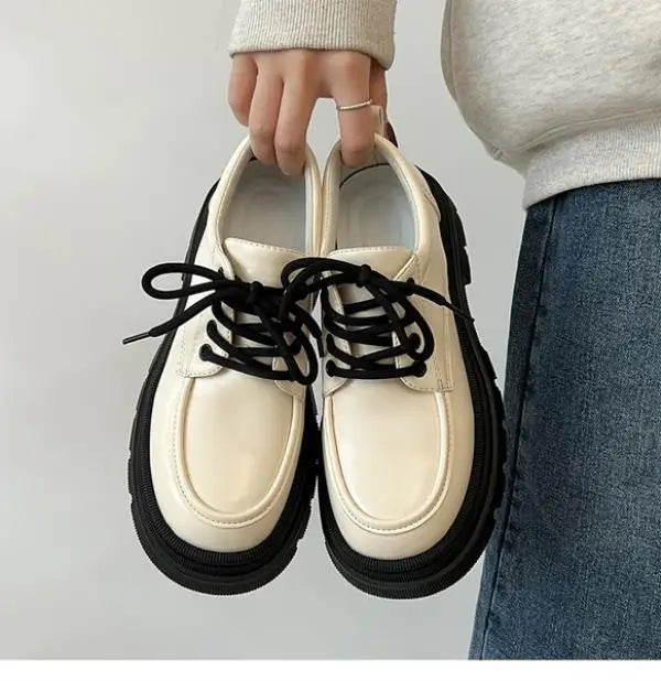 Women's Shoes Platform Round Toe British Style All-Match Oxfords Casual Female Sneakers Shallow Mouth Flats Autumn Loafers With