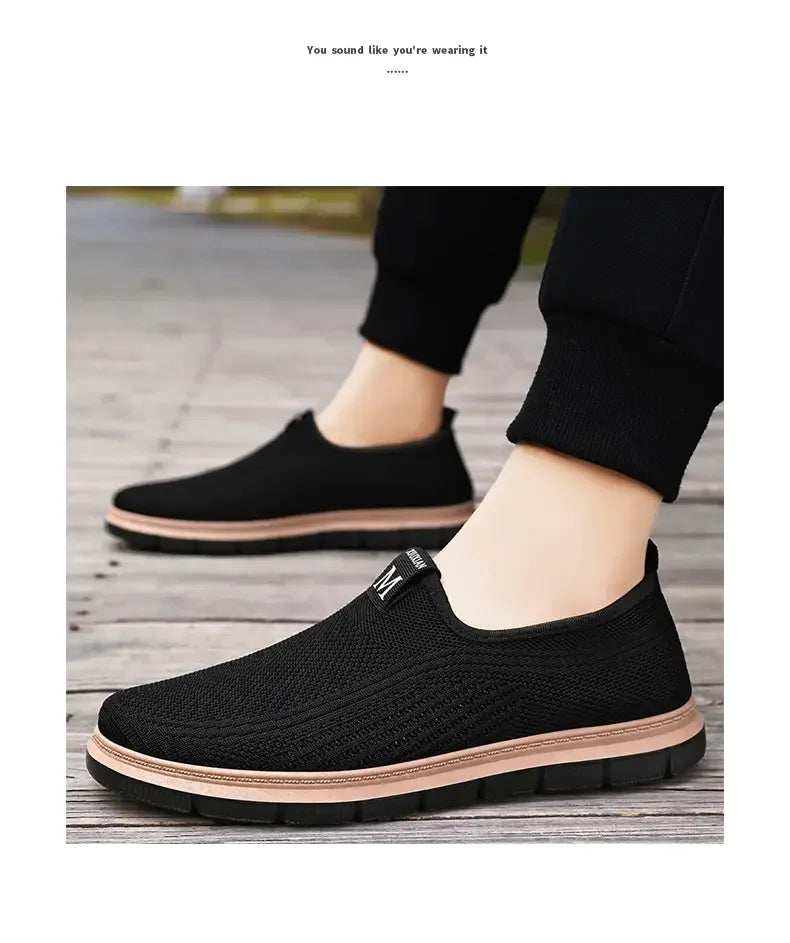 Men's Summer New Loafers Casual Cloth Shoes with Breathable Mesh and Versatile Sneaker Leisure Running Shoes Tenis Masculino