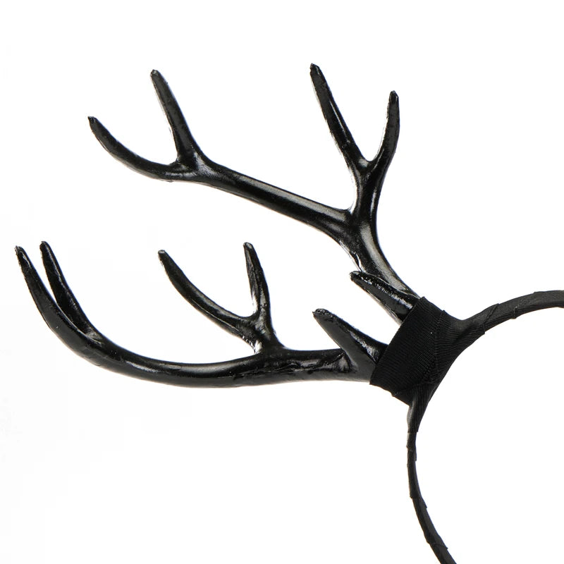 Women’s Antler Headband Vintage Retro Demon Horn Devil Hairband Gothic Lolita Halloween Cosplay Headwear Prop
