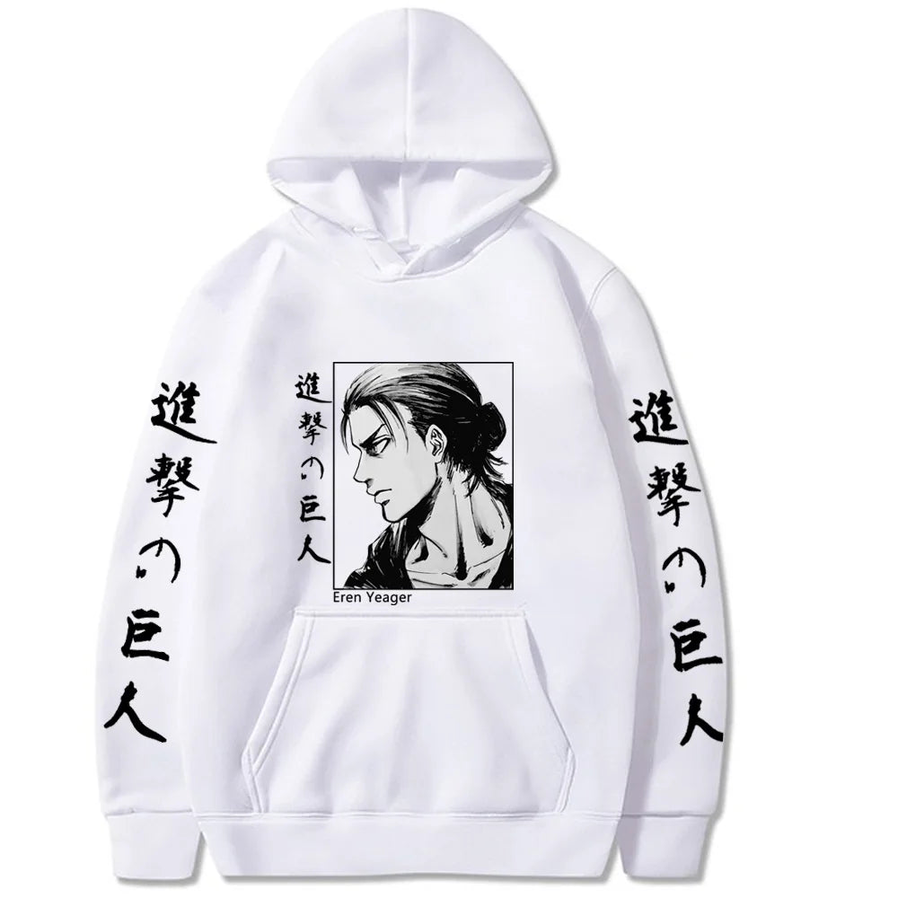 Attack on Titan Eren Yeager Autunm Printed Hoodie Brand Hoody Y2K Clothes Vintage Fashion Casual Unisex Long Sleeve Pullovers