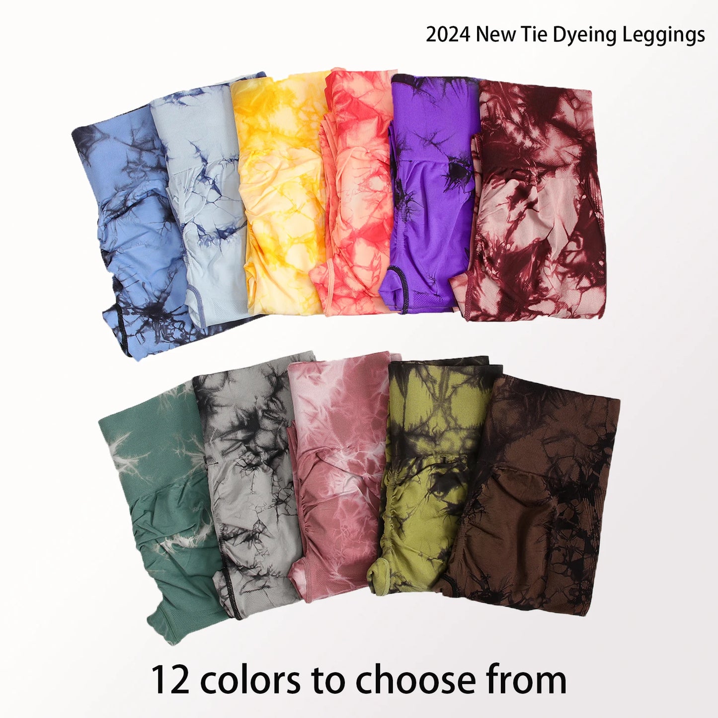 2024 New Tie Dye Gym Leggings Women Fitness Push Up Casual Sport Leggings Of Women  Running Outdoors