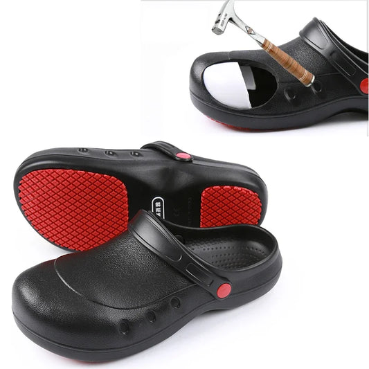Safety Shoes With Steel Toe Cap Supper Anti-Skid Chef Shoes Kitchen Working Industrial Footwear Indestructible Waterproof