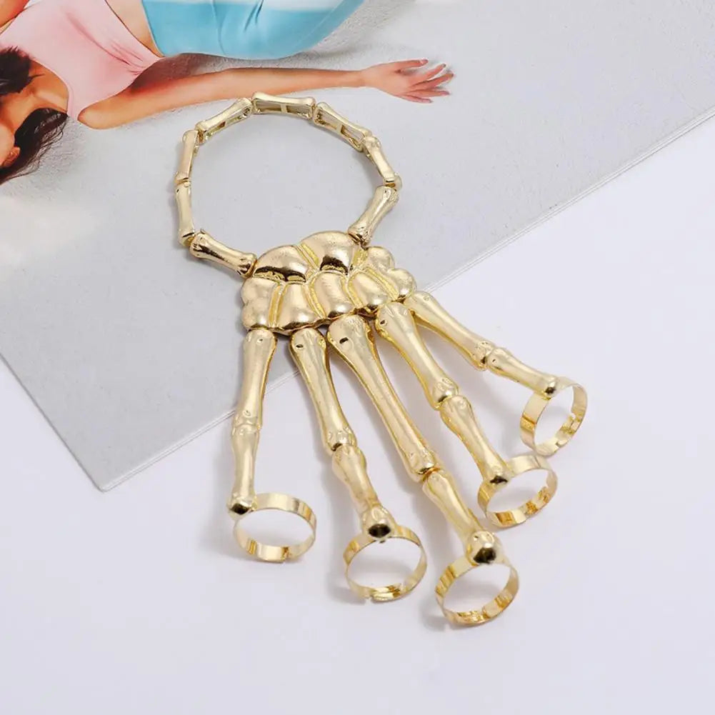 Halloween Hands Bracelet Skeleton Hand Ghost Claw Punk Exaggerated Style Adjustable Elastic Cord Spooky Skull Fingers Wristband