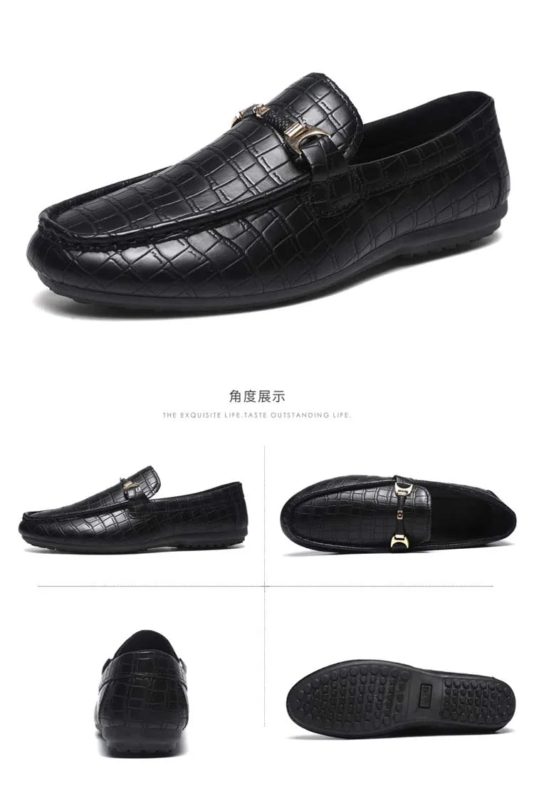 Autumn trend of 2025 men's bean shoes checkerboard casual men's shoes compound Leather men's flat shoes men's driving Size 39-46
