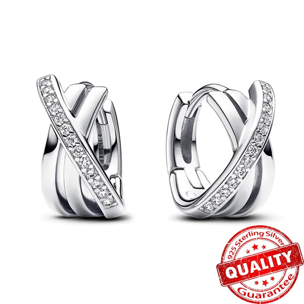 Sparkling Colorful Hoop Earrings 925 Sterling Silver Hypoallergenic Jewelry Embellished With Zircon Elegant Luxury Style Female