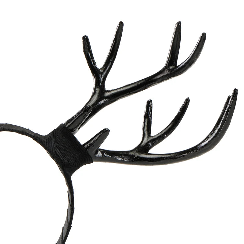 Women’s Antler Headband Vintage Retro Demon Horn Devil Hairband Gothic Lolita Halloween Cosplay Headwear Prop