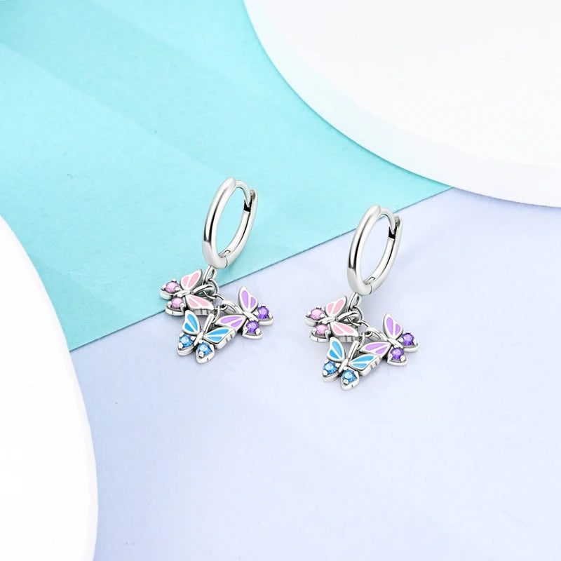 925 Sterling Silver Colored Zirconium Stars Hoop Earrings For Women Jewelry Anniversary WeddingMaking Jewelry Gift