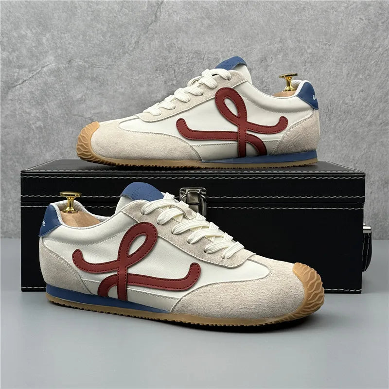 Mens Leather Shoes Fall Fashion Sneakers for Driving Walking Office, Comfortable Men Slip on Skate Flats Non Slip Youth Shoes