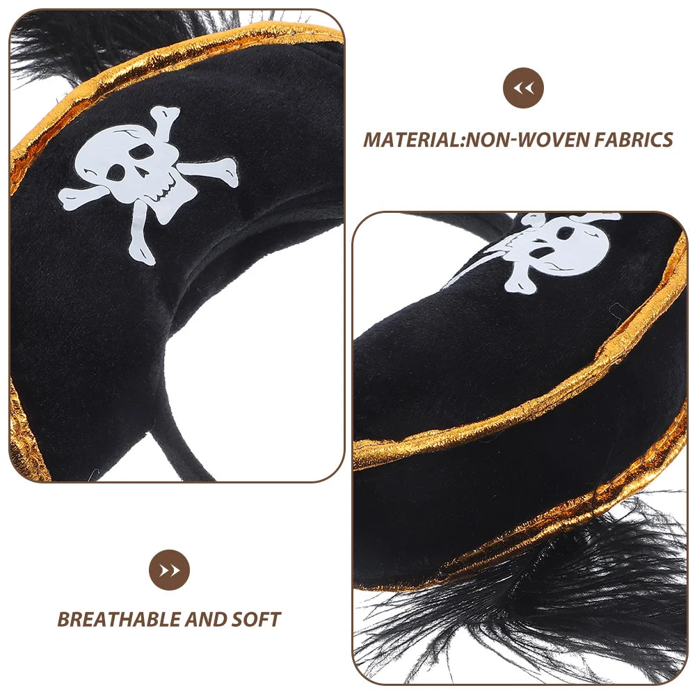 2 Pcs Pirate Captain Skull Hair Hoop Halloween Headdress Party Supplies Role Playing Cosplay Accessories Lightweight Reusable