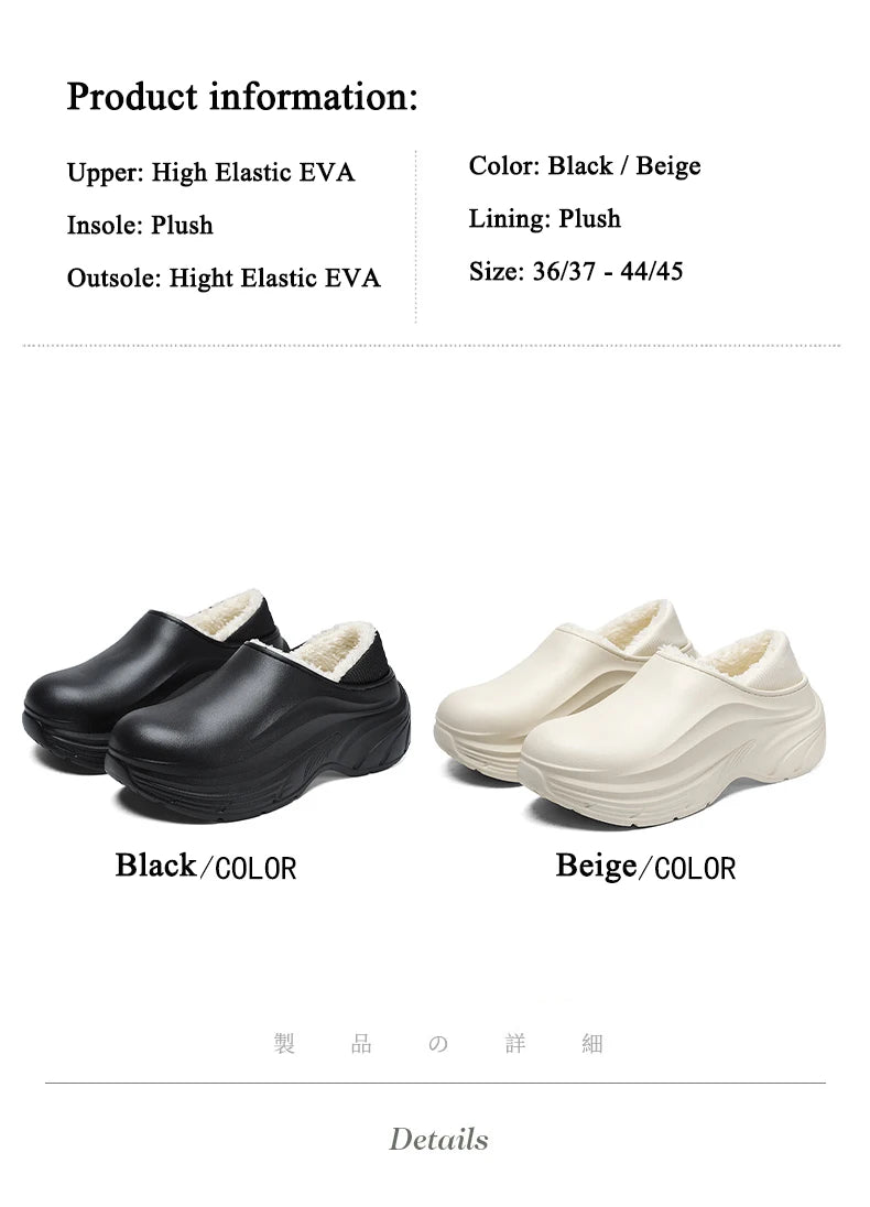 Unisex Home Slipper 2024 New  Winter Waterproof EVA Slippers Plush Warm Lining  Man House Warm Clogs High Quality Women Shoe
