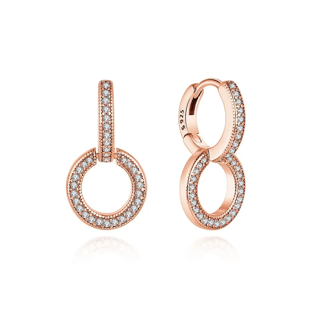 Sparkling Colorful Hoop Earrings 925 Sterling Silver Hypoallergenic Jewelry Embellished With Zircon Elegant Luxury Style Female
