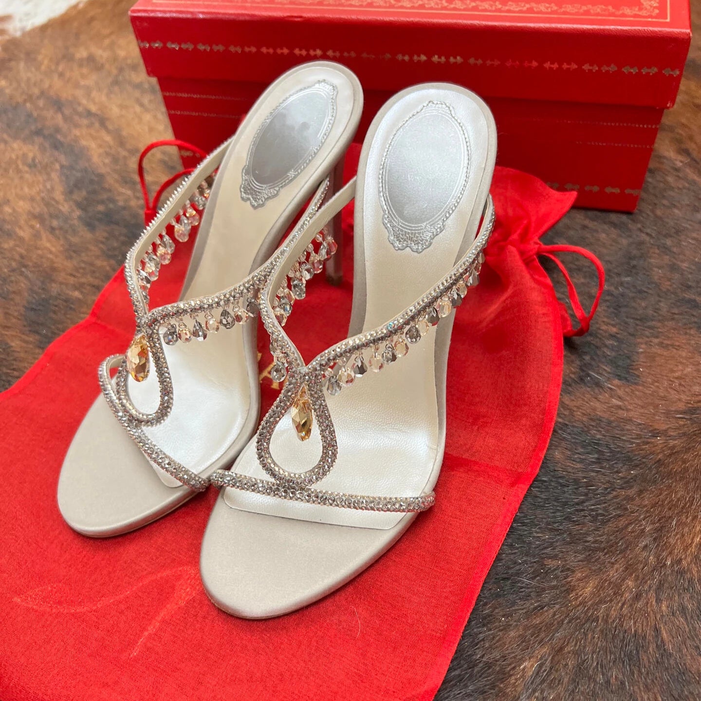 Rhinestone One-word Strap High Heels Slippers Women's 2025 New Summer Sandals Thin Heels Cool Slippers