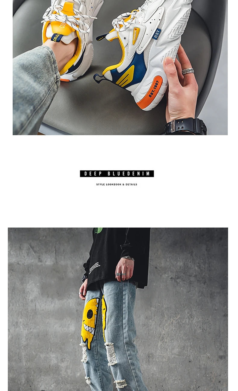 2024 Fashion and Comfortable Mesh Breathable Outsole Shoes Summer Hot Sale Mens Casual Shoes Thick Bottom Breathable Sneaker