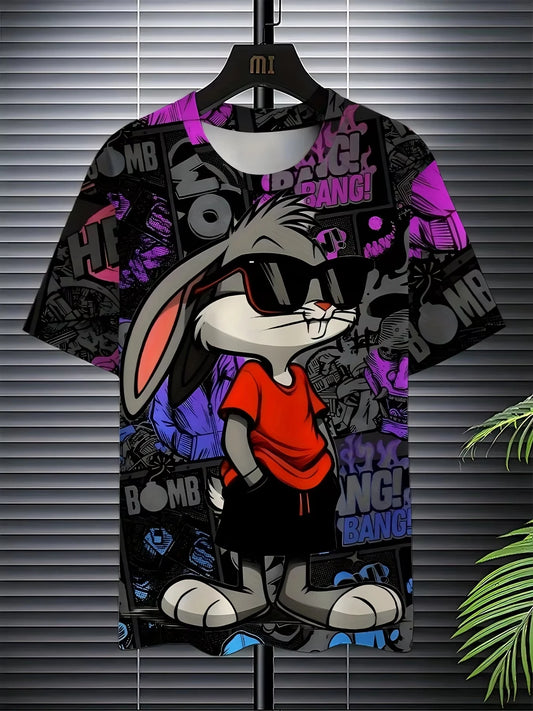 Cartoon Bugs Bunny Printed T-shirt Men Women Summer Funny Rabbit Short Sleeved Casual T Shirts Unisex Men‘s O-neck Tops Tees