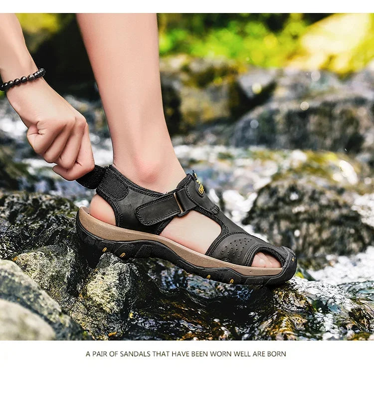 2024 New Man's shoes Genuine Leather Men Sandals Summer Men's Shoes Outdoor Water Shoes Leather Sandals For Men
